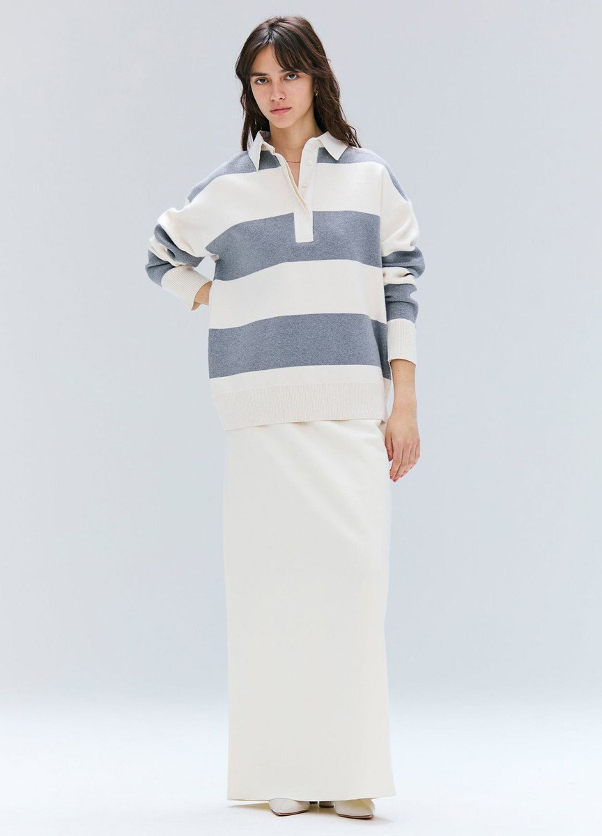 彈性軟質毛料長裙